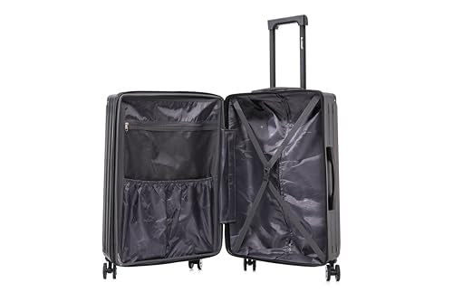 Rockland Costa Mesa 3 Piece Luggage Set, 2 Piece Hard Case Upright Luggages with Spinner Wheels and a 14" Polyester Tote Bag, (20"/24"/14" Tote), Black
