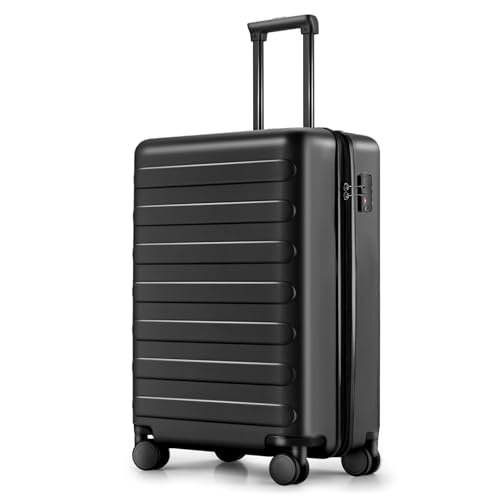 NINETYGO Carry On Luggage 22x14x9 Airline Approved, 20 Inch Luggage with Smooth Spinner Wheels, Lightweight, Hard Shell PC Suitcase Carry-On, Travel Luggage, TSA Approved (Black, Rhine Basic)