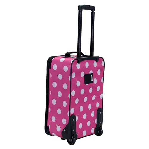 Rockland Fashion Softside 2 Piece Luggage Set, Expandable, (14" Tote/19" Upright), Pink Dot