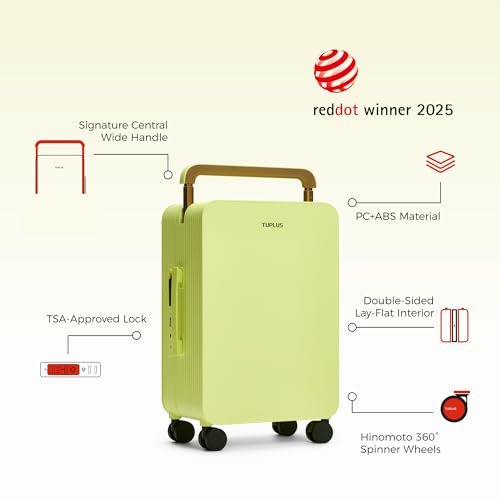 TUPLUS 20” Carry-On Hardside Luggage Lightweight ABS Travel Suitcase with Wide Handle Spinner Wheels TSA Combination Lock, Balance Series 2.0, Fresh Sprout Green