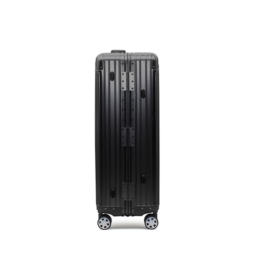 Gabbiano All-Aluminum Luggage Set, 2-Piece Zipperless Suitcase (20” Carry-On + 30” Large) – Aluminum-Magnesium Hardside Spinner with TSA Latch Locks, 22x14x9 (Black, Large 30")