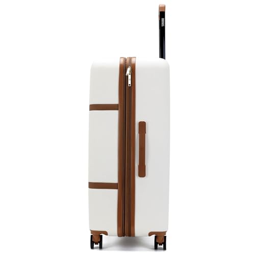 Badgley Mischka Grace 3 Piece Polycarbonate-ABS Expandable Retro Luggage Set (White)