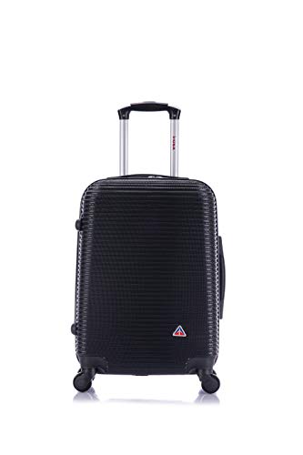 InUSA ROYAL Hardside Luggage with Ergonomic Handles | Spacious Travel Suitcase with Four Spinner Wheels and Studs | 20 Inch Hardside Carry-On Spinner Luggage | Black