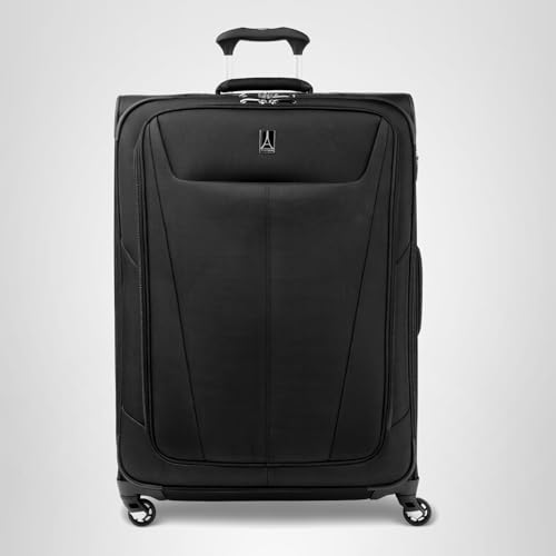 Travelpro Maxlite 5 Softside Expandable Luggage with 4 Spinner Wheels, Lightweight Suitcase, Men and Women, Black, Checked-Medium 25-Inch