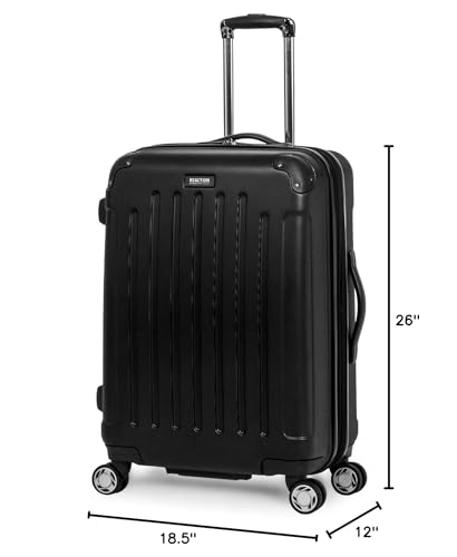 Kenneth Cole REACTION Renegade Luggage Expandable 8-Wheel Spinner Lightweight Hardside Suitcase, Black, 24-Inch Checked