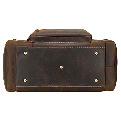 Polare 23" Full Grain Cowhide Leather Gym Duffle Weekender Overnight Travel Duffel Bag For Men 42L