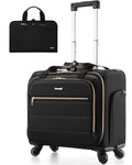 LUGGEX Rolling Laptop Bag with Wheels, 17.3" Soft Sided Laptop Rolling Briefcase with 4 Spinner Wheels - Lightweight Carry On for Business Travel Overnight (UDS-Core, Black, 18 Inch)