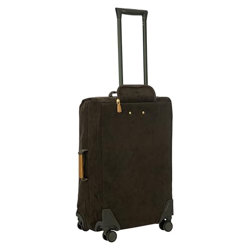 Bric's Life Tropea Check In Spinner Luggage - Luxury Lightweight Suitcase with Spinner Wheels and Faux Suede Finish - 28", Olive