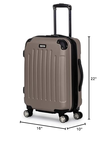 Kenneth Cole REACTION Renegade Luggage Expandable 8-Wheel Spinner Lightweight Hardside Suitcase, Champagne, 20-Inch Carry On