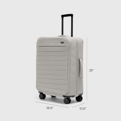 Away Softside Medium Checked Suitcase, 26 Inch Expandable Luggage For Men & Women, Durable Nylon Exterior, TSA Approved Lock, Ideal For Trips 1-2 Weeks, Cloud Gray