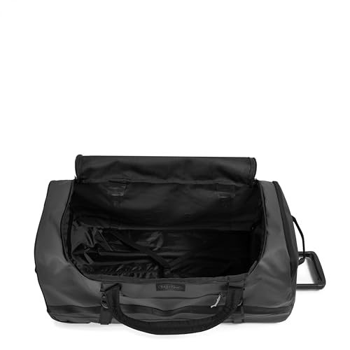 Eastpak Duffel Pack Wheel M – 60L Wheeled Duffel with Telescopic Handle, Convertible Backpack Straps, Weatherproof Finish & Gear Loops, Tarp Black