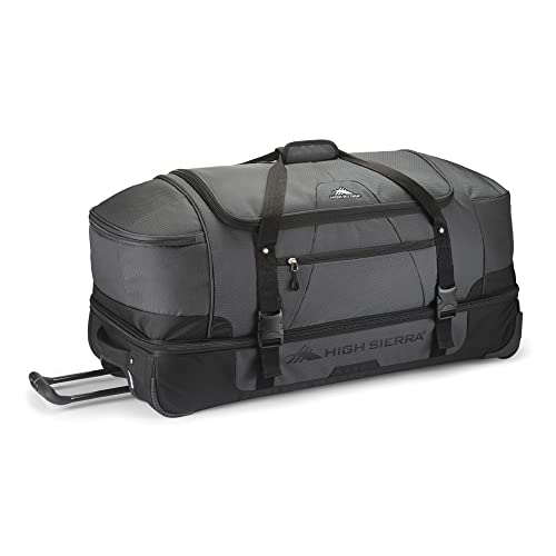 High Sierra 34” Wheeled Rolling Duffle Bag, Lightweight and Durable Weekender Travel Duffle bag with Recessed telescoping pull handle, 89L Capacity, Black