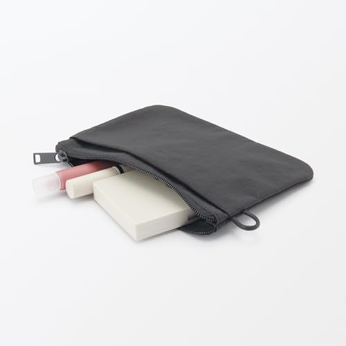 MUJI Wrinkled Nylon Flat Pouch - Medium For Frequent Travelers Dark Gray