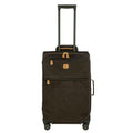 Bric's Life Tropea Check In Spinner Luggage - Luxury Lightweight Suitcase with Spinner Wheels and Faux Suede Finish - 28", Olive