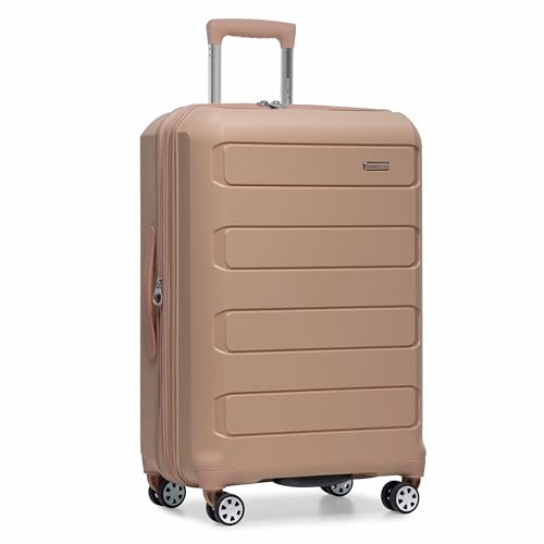 Traveler's Choice Pagosa Hardshell Expandable Luggage with Spinner Wheels, Latte Beige, 2-Piece Set (22/27)