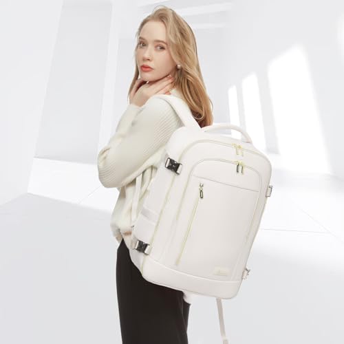 LOVEVOOK Travel Backpack for Women & Men, 45L Carry On Backpack, Personal Item Bag with 3 Packing Cubes, Business Weekender Overnight Luggage Daypack, Fits 18 Inch Laptop, Beige