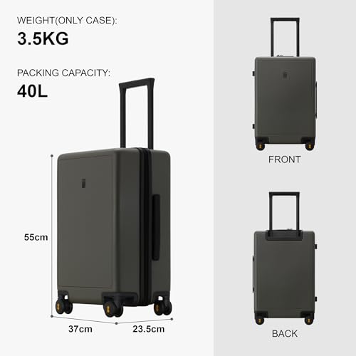 LEVEL8 Elegance Carry-on Suitcase, 20 Inch Carry on Luggage, Hardside Large Suitcases with Wheels, Tavel Bag with Tsa Lock, Olive Green