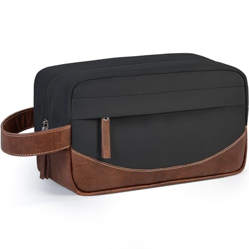 Ezday Travel Toiletry Bag for Men, Hanging Toiletry Organizer, Water Resistant Shaving Kit with Large Capacity for Travel Accessories (Black, Medium)
