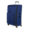 SWISSGEAR Sion Softside Expandable Spinner Luggage Durable Lightweight Travel Suitcase, Blue, Checked-Large