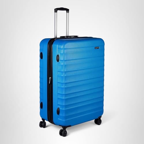 Amazon Basics 30" Hardside Large Checked Luggage, Expandable For Up to 15% More Space, With Scratch-Resistant Surface, Four Multi-directional Wheels, Telescoping Handle, Light Blue