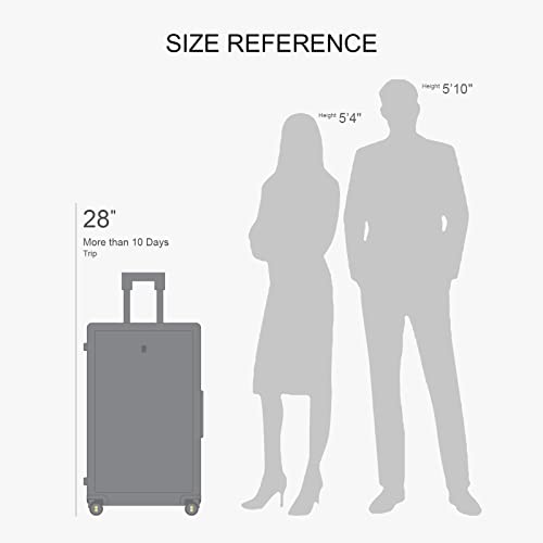 LEVEL8 Trunk Luggages, 28 Inch Luggage with Spinner Wheels, Luminous Textured Checked Large Hard Shell Lightweight with Tsa Lock, Navy