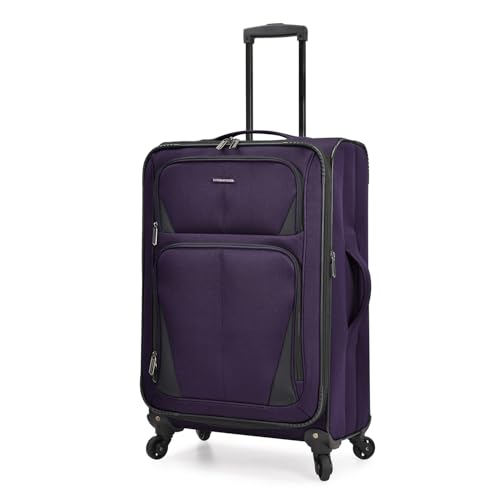 U.S. Traveler Aviron Bay Expandable Softside Luggage with Spinner Wheels, Purple, 3-Piece Set