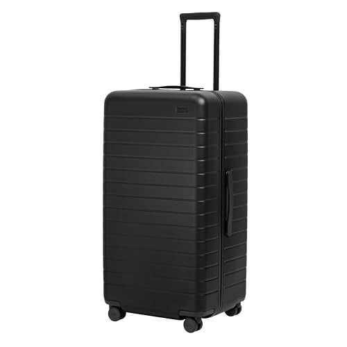 Away Trunk Checked Luggage - 31-Inch Lightweight Hardside Suitcase with 360° WhisperGlide Spinner Wheels, Interior Compression System, TSA-Accepted Lock - Jet Black