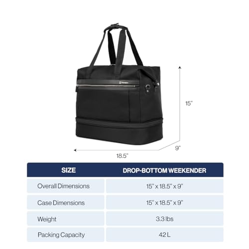 Travelpro Platinum Elite Carry on Soft Travel Drop-Bottom Weekender Bag, Overnight, Men and Women, Black, 18.5 Inch