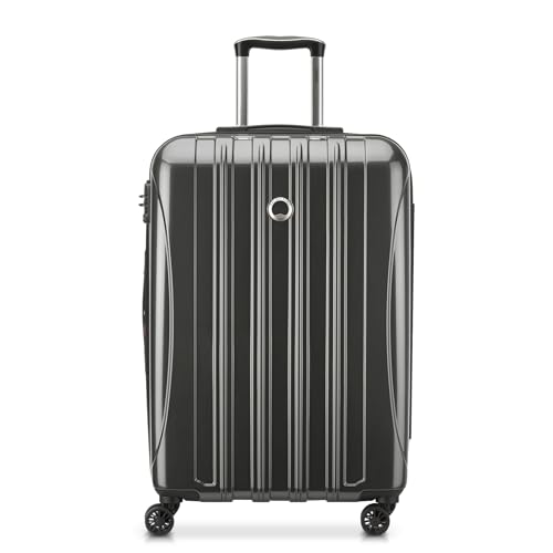 DELSEY PARIS Helium Aero Hardside Expandable Luggage with Spinner Wheels, Brushed Charcoal, Checked-Medium 24 Inch