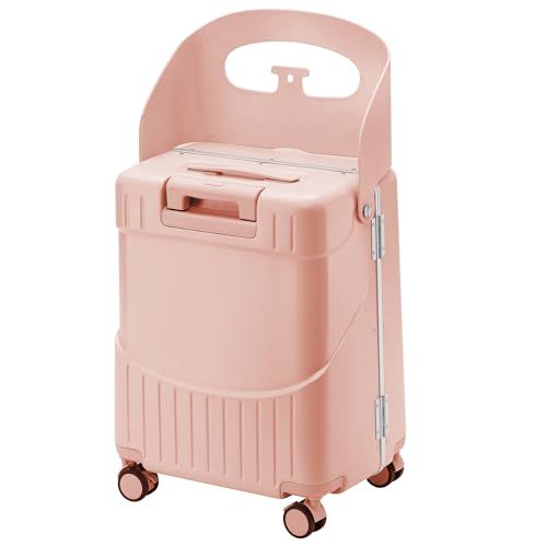 Lavoker 20" Ride-On Luggage with Child Seat, Hardside Carry-On Suitcase with Shockproof 360° Silent Spinner Wheels, TSA Lock, Kids & Adults & Busy Moms