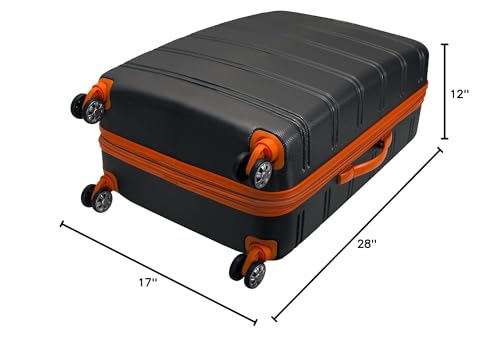 Rockland Melbourne Hardside Expandable Spinner Wheel Luggage, Checked Large 28", Charcoal