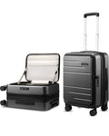 LUGGEX Carry On Luggage Top Opening, Expandable Polycarbonate Hard Shell Suitcase with Wheels (FX-Core, Charcoal Metallic, 20 Inch, 36L-41L)