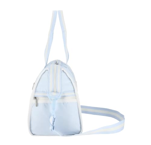 LeSportsac Spectator Ice Water Deluxe Medium Weekender Crossbody Bag, Style 4318/Color R181, Mesmerizing Coastal Powder Blue & Crisp White Unite Evoking Tranquility & Serenity, 2 Tone Spectator Design