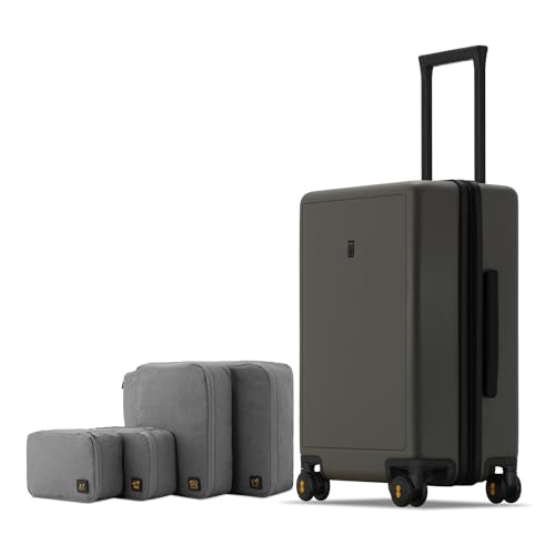 LEVEL8 Elegance Carry-on Suitcase, 20 Inch Carry on Luggage, Hardside Large Suitcases with Wheels, Tavel Bag with Tsa Lock, Olive Green