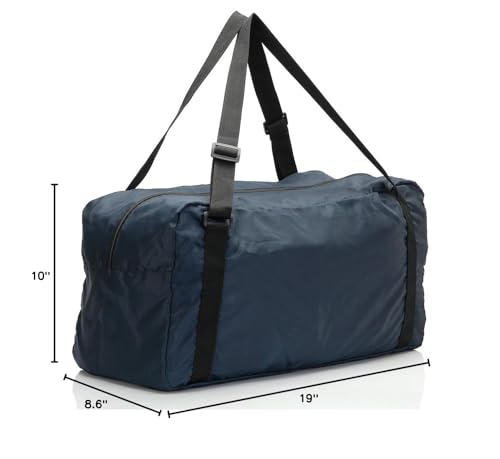 HOLYLUCK Foldable Travel Duffel Bag For Women & Men Luggage Great for Gym (Navy Blue)