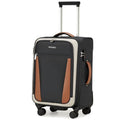mixi Carry On Luggage 20 Inch Softside Expandable Suitcase with Front Pocket, 22x14x9 Airline Approved Rolling Lightweight Travel Suitcases with Wheels & TSA (Black-Off White)