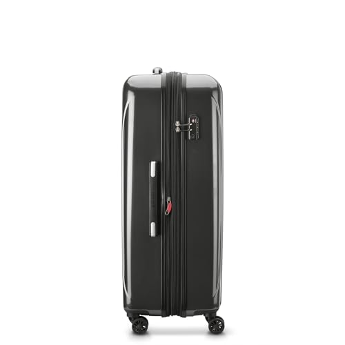 DELSEY PARIS Helium Aero Hardside Expandable Luggage with Spinner Wheels, Brushed Charcoal, Checked-Large 28 Inch