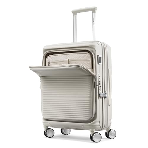 Samsonite Paralux Carry-On Luggage - Innovative Design - Quick Access Front Pocket - Dual Suspension Wheel Technology - TSA Lock - Expandable - Includes Removable Packing Cubes - Stone Grey