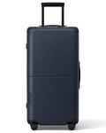July Checked 80/20 with CaseSafe - 28.8" Built in Tracking, Airline Approved Check In Luggage with Wheels, Spinner Suitcase for Men & Women - Rolling Suitcase, Spinner Wheels, Y-Strap - Navy