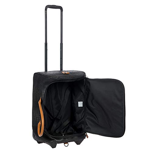 Bric’s My Safari Rolling Duffel Bag – Luxury Water-Resistant Coated PVC Travel Bag with Wheels, Leather Trim, TSA Lock, Carry-On Luggage - 21 Inch, Black