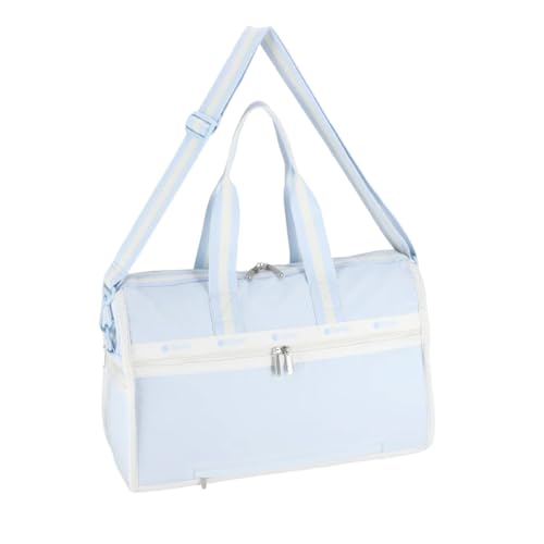 LeSportsac Spectator Ice Water Deluxe Medium Weekender Crossbody Bag, Style 4318/Color R181, Mesmerizing Coastal Powder Blue & Crisp White Unite Evoking Tranquility & Serenity, 2 Tone Spectator Design