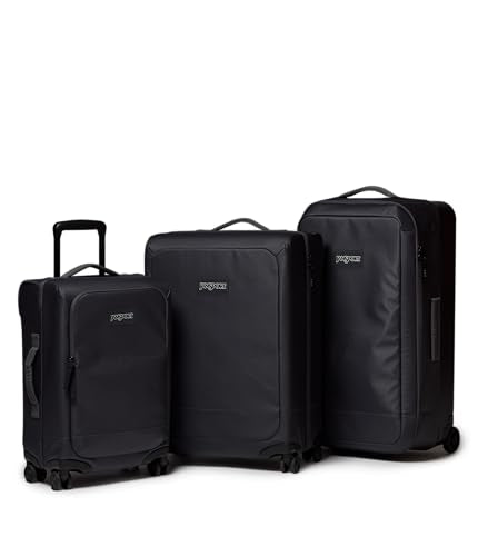 JanSport Good Latitude Carry On Spinner Suitcase - 42L Water Resistant Travel Luggage with 16 Inch Laptop Sleeve - Durable Lightweight Rolling Hardside Softside Carry-on Bag, Smokey Grit