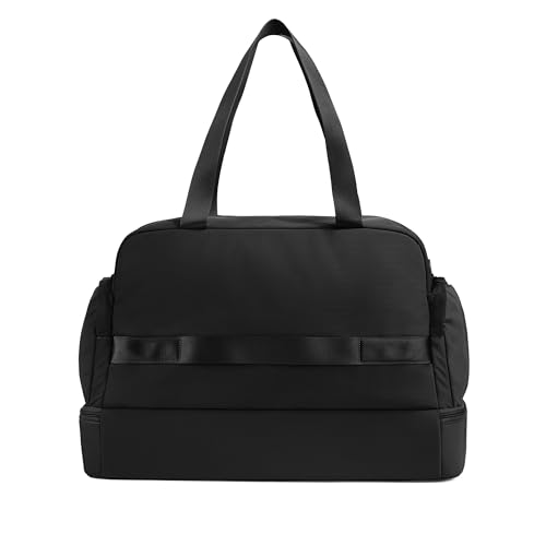 Away Featherlight Weekender Bag, 44L Carry On Travel Duffel with Laptop Sleeve and Shoe Compartment, Jet Black