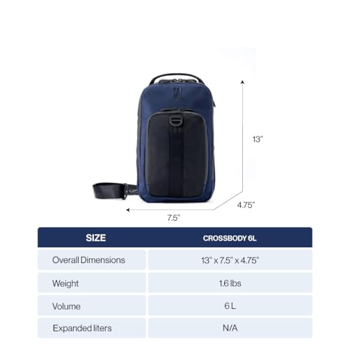 Travelpro Altitude Crossbody 6L, Water Resistant, Work, Business, Men and Women, Aviator Navy