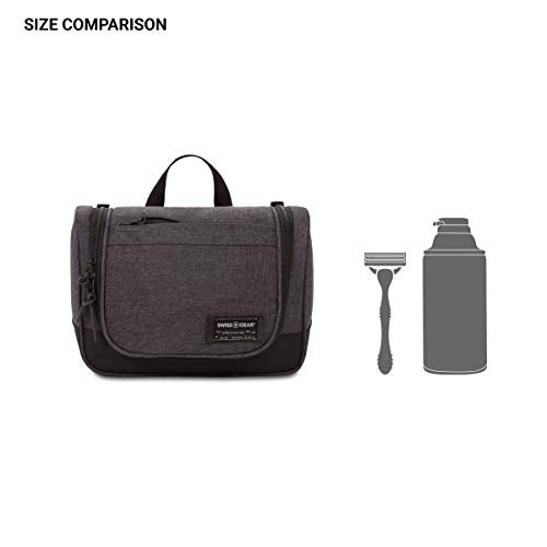 SwissGear Getaway Toiletry Bag, Hanging Premium Men’s and Women’s Large Travel Dopp Kit, Travel Organizer for Bathroom, Gym, and Shower Toiletries, Grey Heather