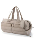 BAGSMART Puffer Gym Bag for Women, Lightweight Duffel Bag with Shoe Compartment, Weekender Bags with Wet Pocket, Workout Overnight Carry on Bag for Travel, Light Tan