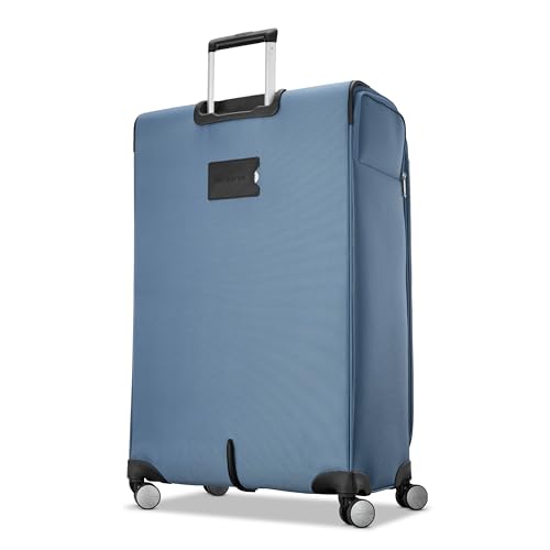 Samsonite Soft-Sided 29-Inch Lightweight Large Checked Expandable Element Suitcase: Durable, 360° Spinner Wheels, Adjustable Telescopic Handle, 2 Front & 1 Side Pocket- Captains Blue