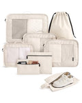 LIGHT FLIGHT 8 Set Packing Cubes for Travel, Durable Travel Essentials for Cruish Ship, Suitcase Organizer Packing Bags (8-Pack 1L+2M+1S+1Shoe Bag+2Toiletry Bags+1Laundry Bag)