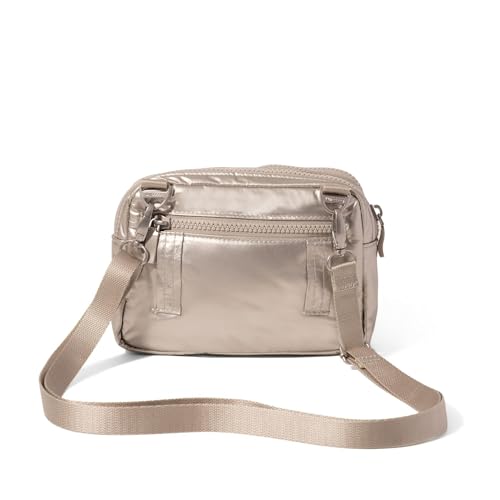 Baggallini, Womens, Triple Zip Bagg, Platinum Ecopuff, One Size