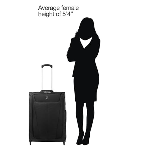 Travelpro Maxlite 5 Softside Expandable Upright 2 Wheel Checked Medium Luggage, Lightweight, 26-Inch — Black